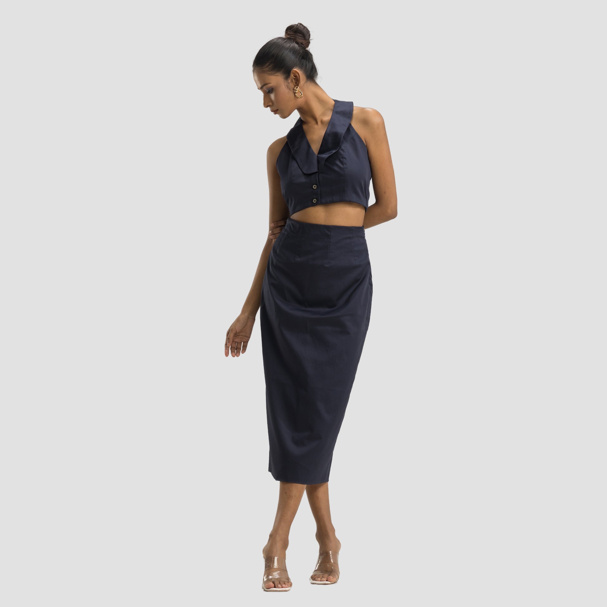 Prussian Midi Pencil Skirt