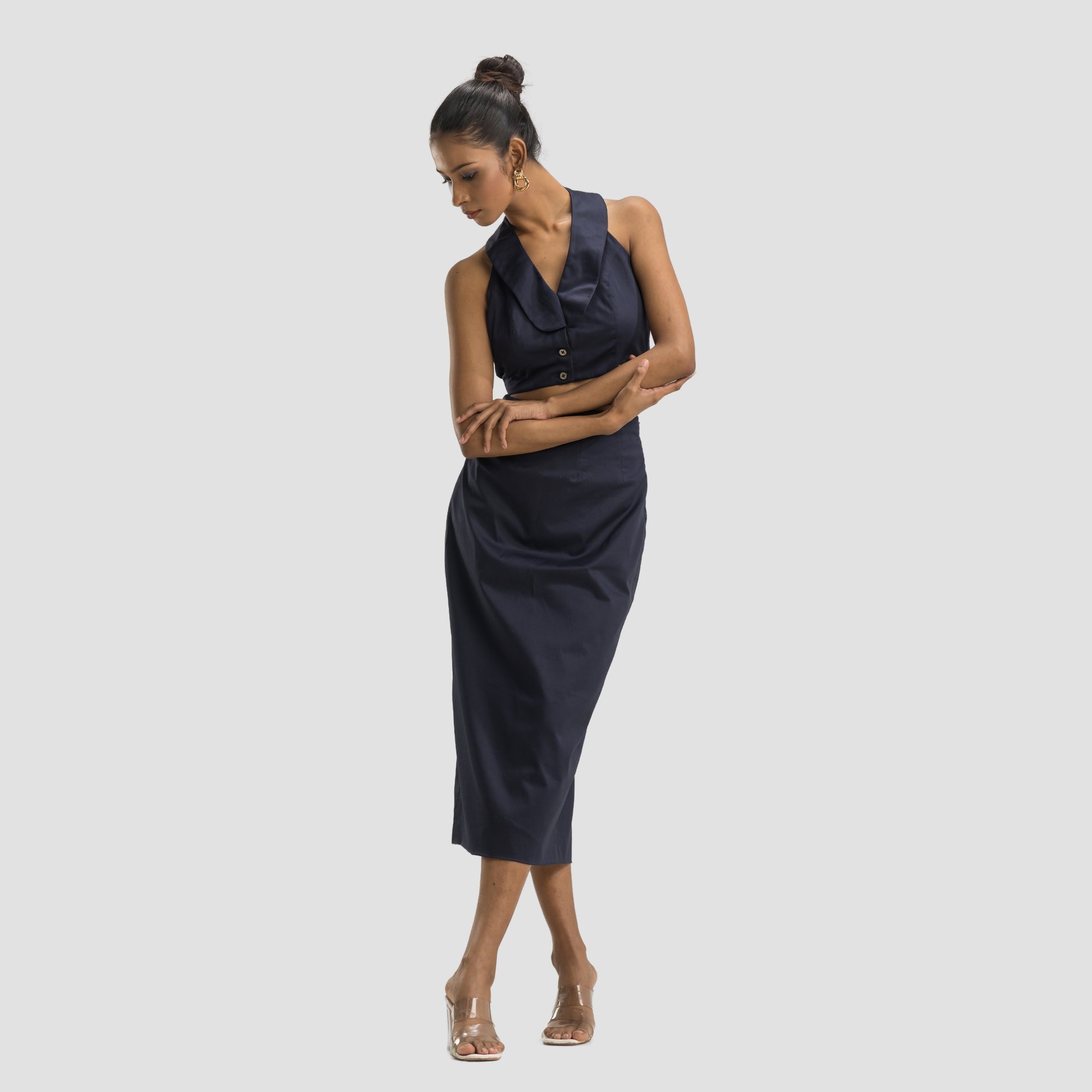 Prussian Midi Pencil Skirt