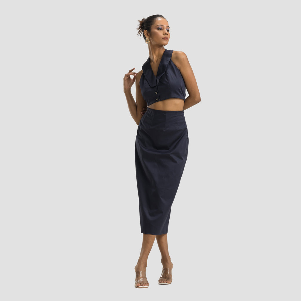 Prussian Midi Pencil Skirt