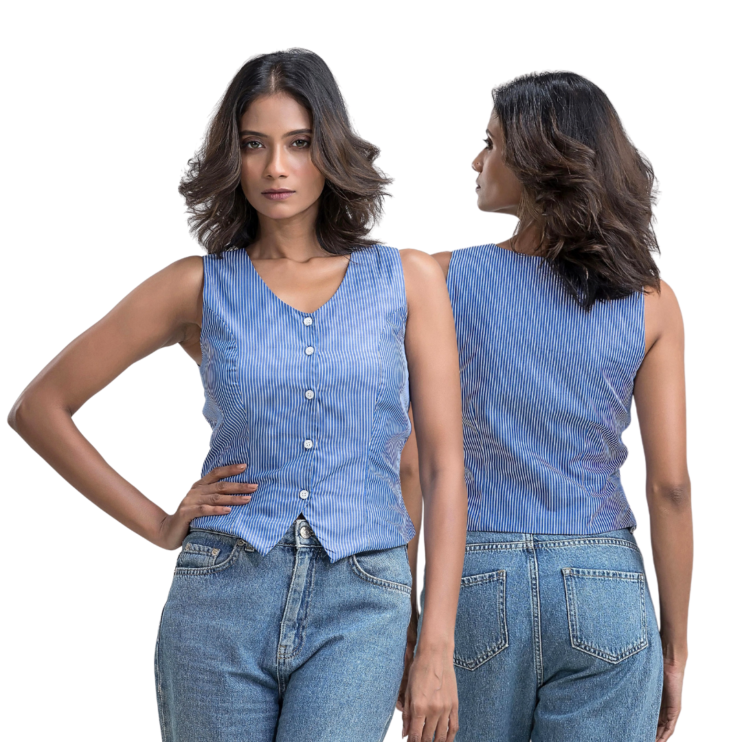 Blue Pinstripe Waistcoat