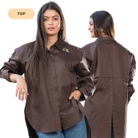 Brown Dragon Fly Embellished Shirt