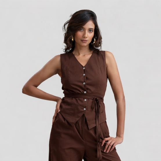 Green Side Tie On Waistcoat