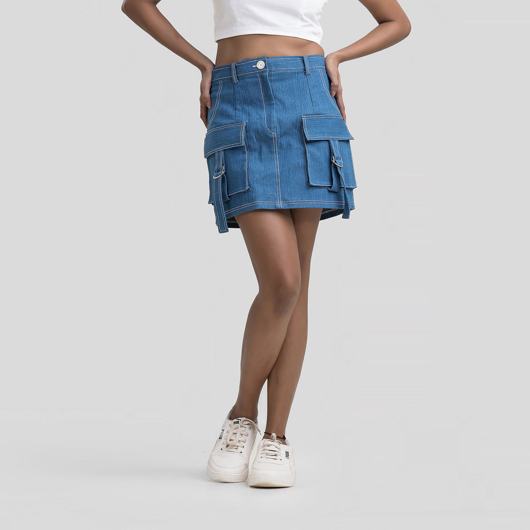 Denim Cargo Skirt