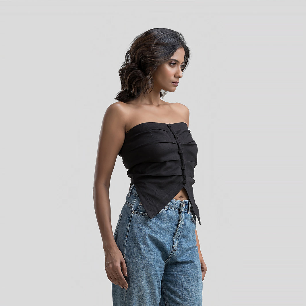 Black Pleated Tube Top