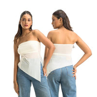Strapless Gathered Asymmetrical Top
