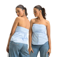 Striped Strapless Top