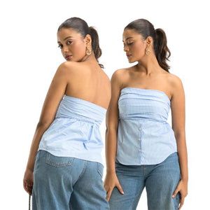 Striped Strapless Top