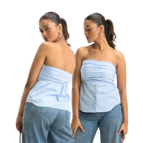 Striped Strapless Top