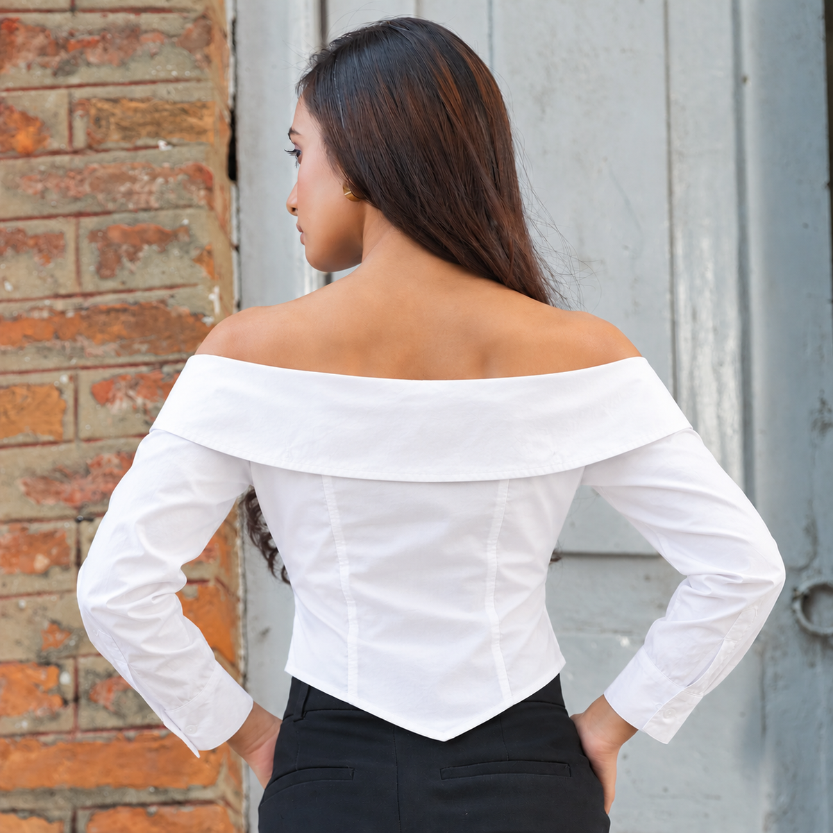 White Off-Shoulder Shirt